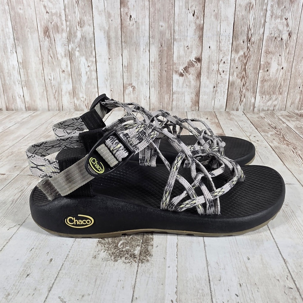 Chaco Womens Z/Cloud X2 Black White Pattern Strappy Hiking Sandals Toe Loop W8